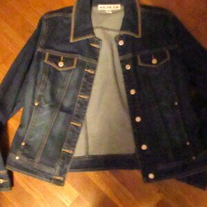 new without tags a.m.i. jean jacket large  with fancy buttons  and seams